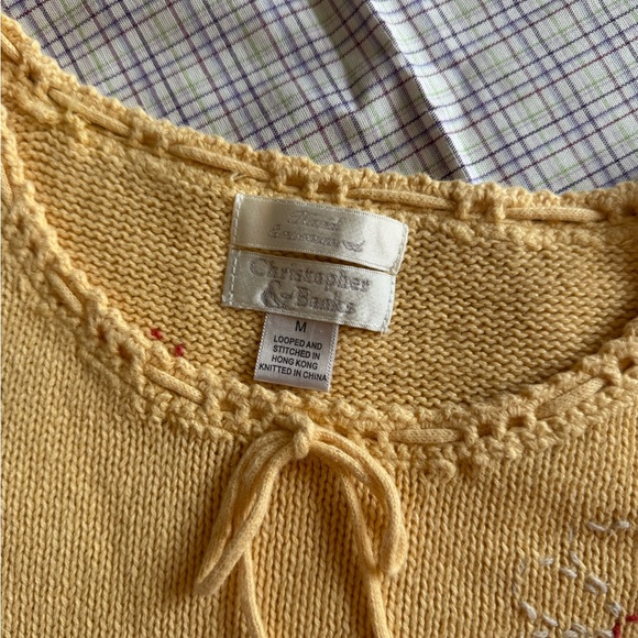 Christopher & Banks Yellow Knit Top with Floral Embroidery - Picture 5 of 7